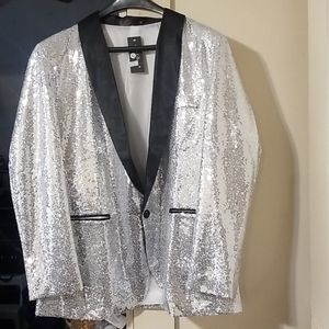 Mens Silver and Black Sequin Jacket